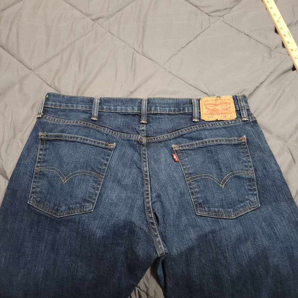 Levi's 514 Straight Fit Jeans Men's 38x32 High Rise Blue Stretch Denim - Picture 11 of 13